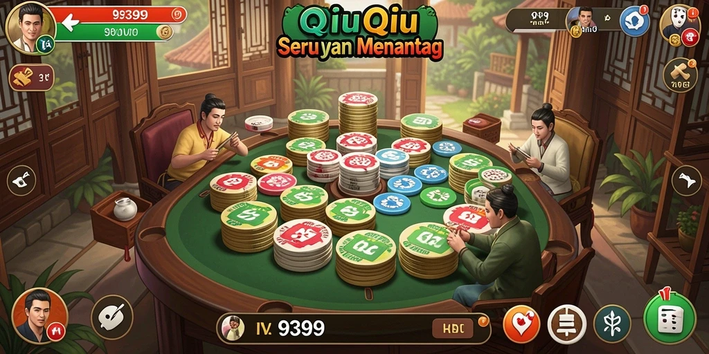 Tampilan seru dari gameplay QiuQiu di 9399.