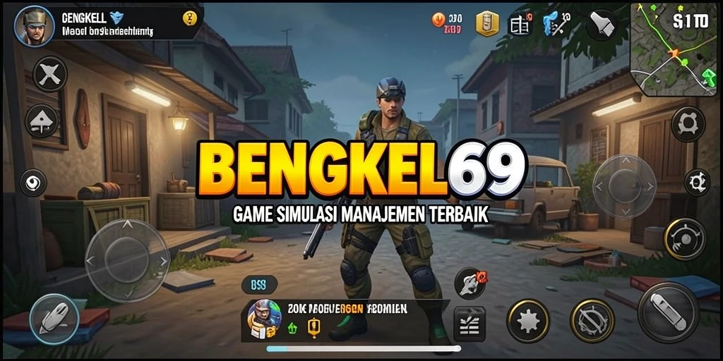 Screenshot gameplay BENGKEL69 yang menampilkan aktivitas memperbaiki kendaraan.