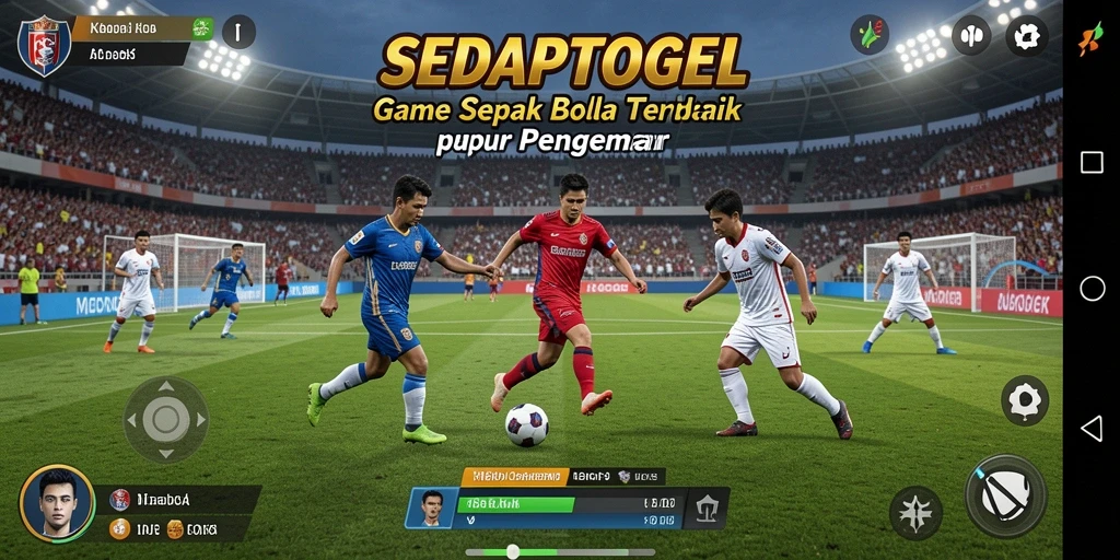 Screenshot gameplay SEDAPTOGEL dengan aksi sepak bola yang mendebarkan.